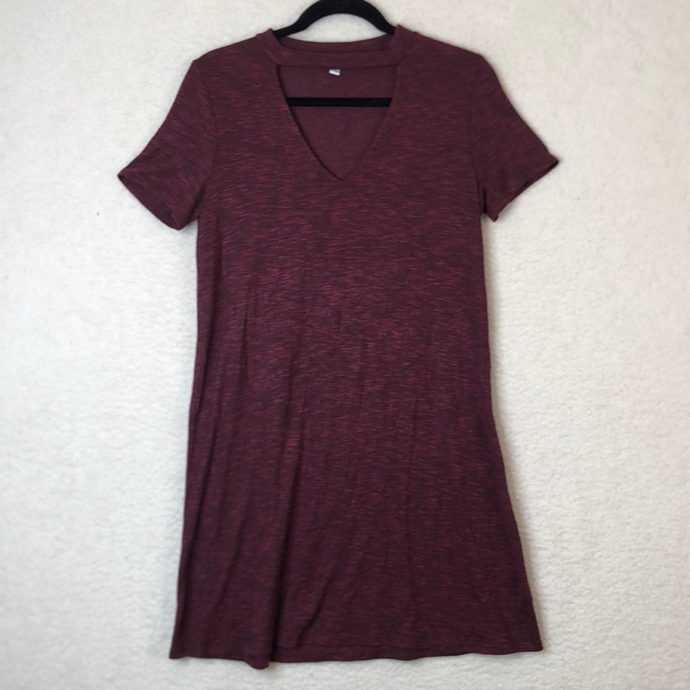 Love Fire Womens Maroon Short Sleeve Knit Dress SIZE MEDIUM